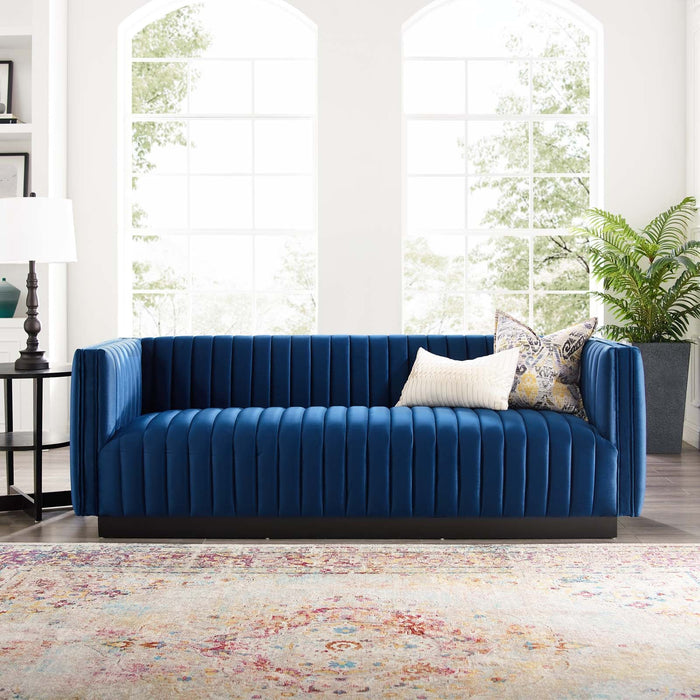 Conjure Channel Tufted Velvet Sofa