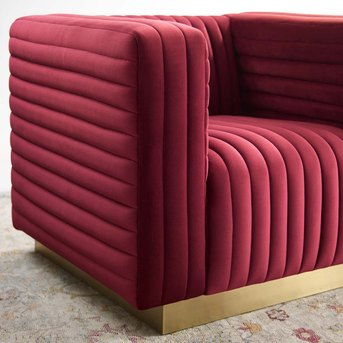 Charisma Channel Tufted Performance Velvet Accent Armchair