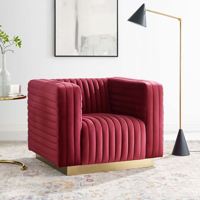 Charisma Channel Tufted Performance Velvet Accent Armchair