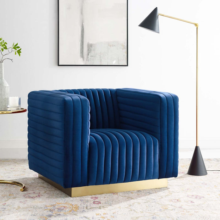 Charisma Channel Tufted Performance Velvet Accent Armchair