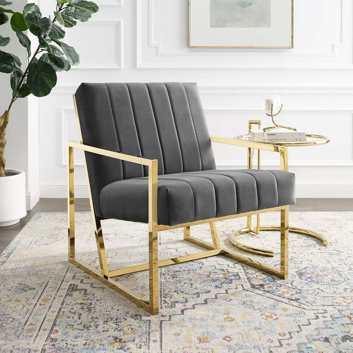 Inspire Channel Tufted Performance Velvet Armchair