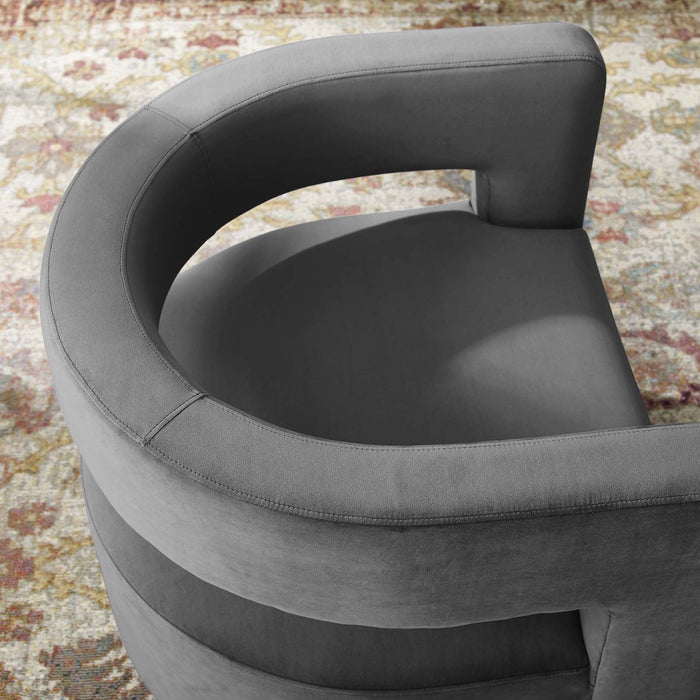 Spin Cutaway Performance Velvet Swivel Armchair