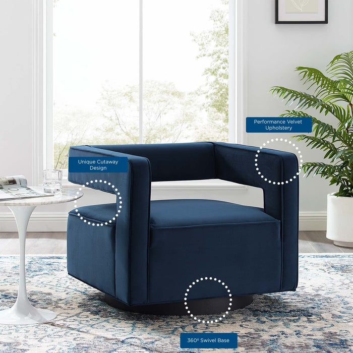 Booth Performance Velvet Swivel Armchair