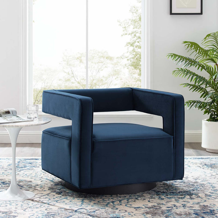 Booth Performance Velvet Swivel Armchair