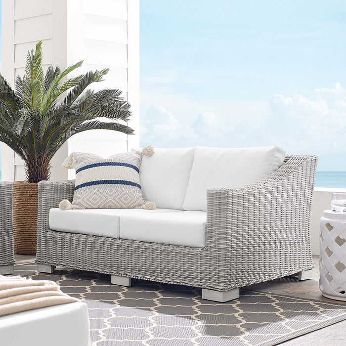 Conway Sunbrella® Outdoor Patio Wicker Rattan Loveseat