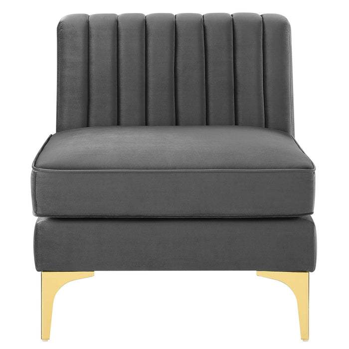 Triumph Channel Tufted Performance Velvet Armless Chair