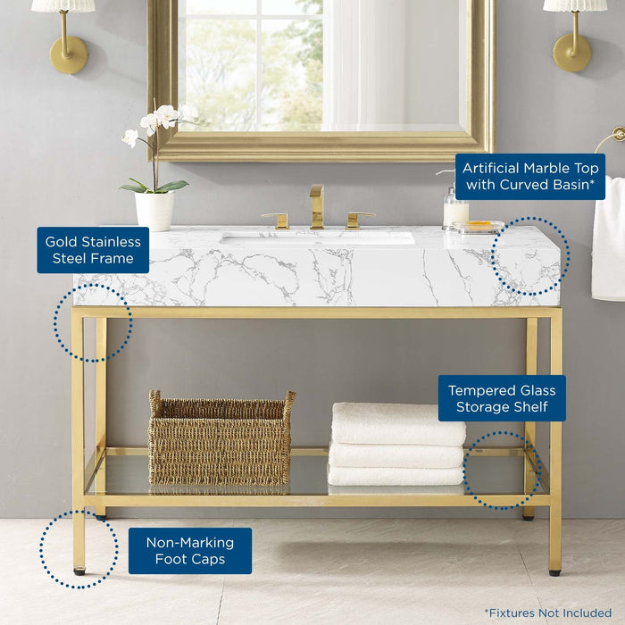 Kingsley Stainless Steel Bathroom Vanity