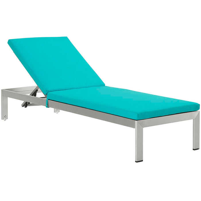 Shore Outdoor Patio Aluminum Chaise Lounge Chair and Side Table