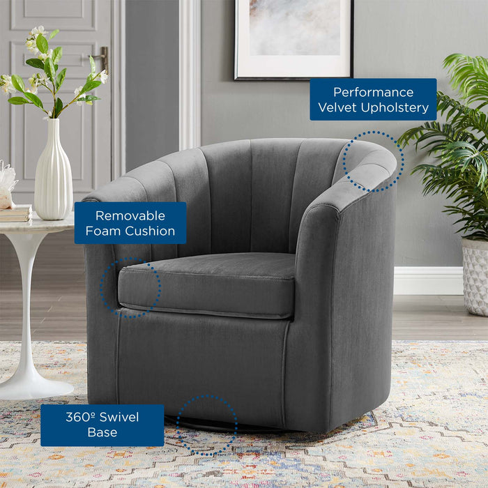 Prospect Performance Velvet Swivel Armchair