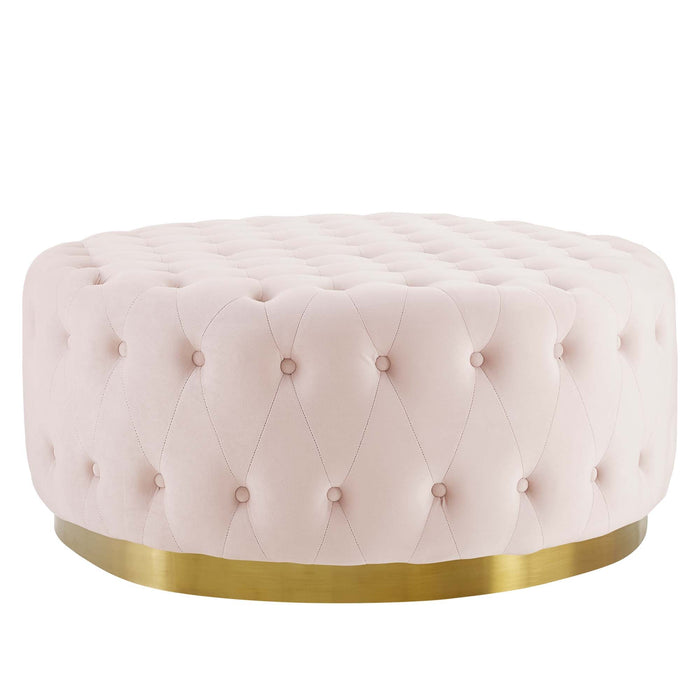 Ensconce Tufted Performance Velvet Round Ottoman