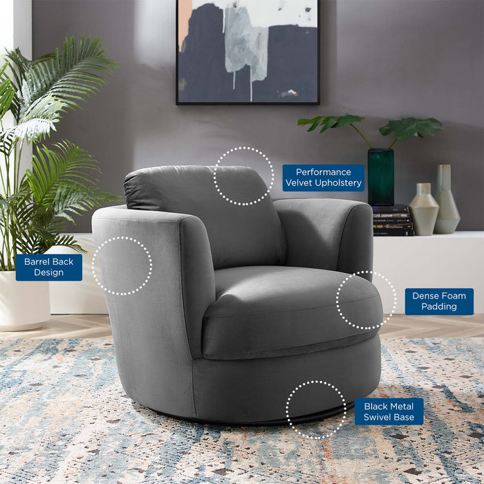 Pirouette Performance Velvet Swivel Armchair