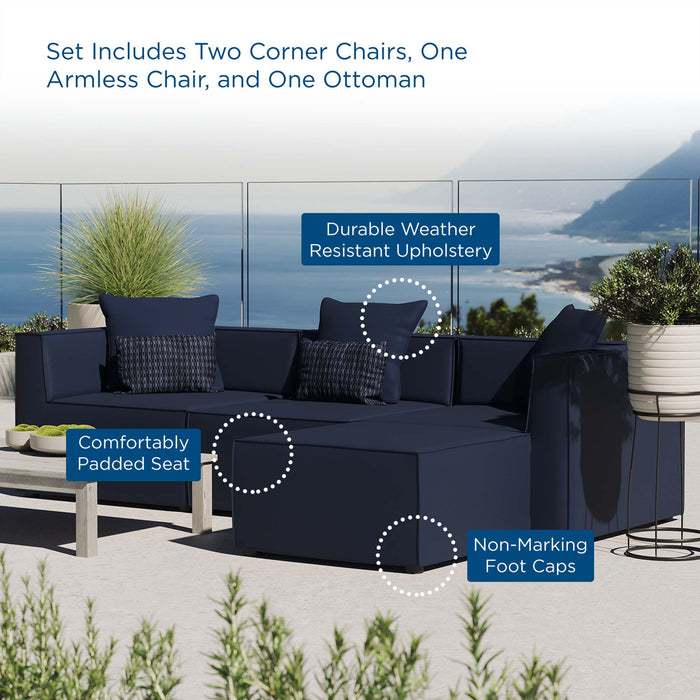 Saybrook Outdoor Patio Upholstered 4-Piece Sectional Sofa