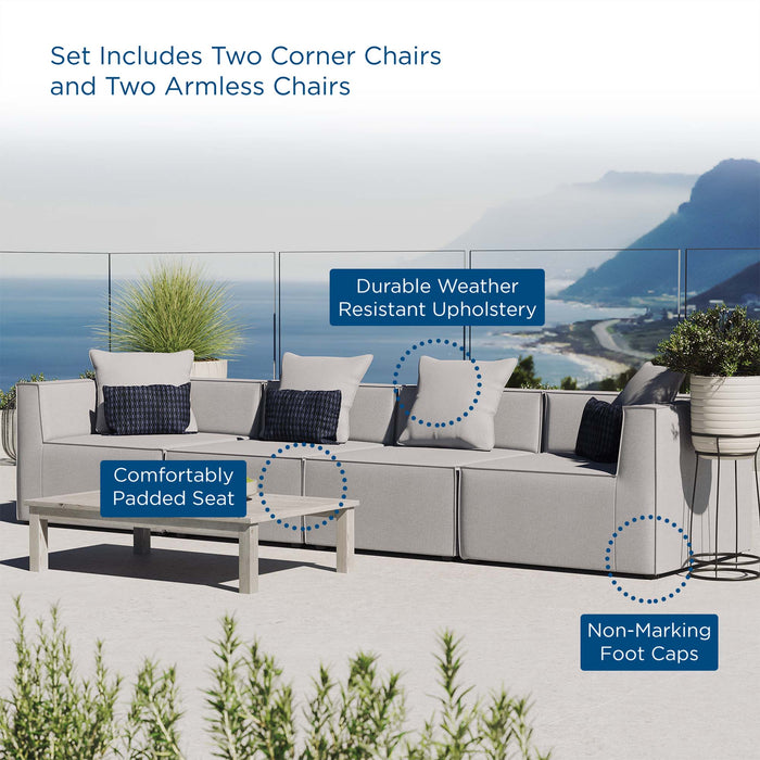 Saybrook Outdoor Patio Upholstered 4-Piece Sectional Sofa