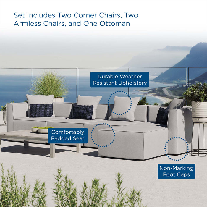 Saybrook Outdoor Patio Upholstered 5-Piece Sectional Sofa