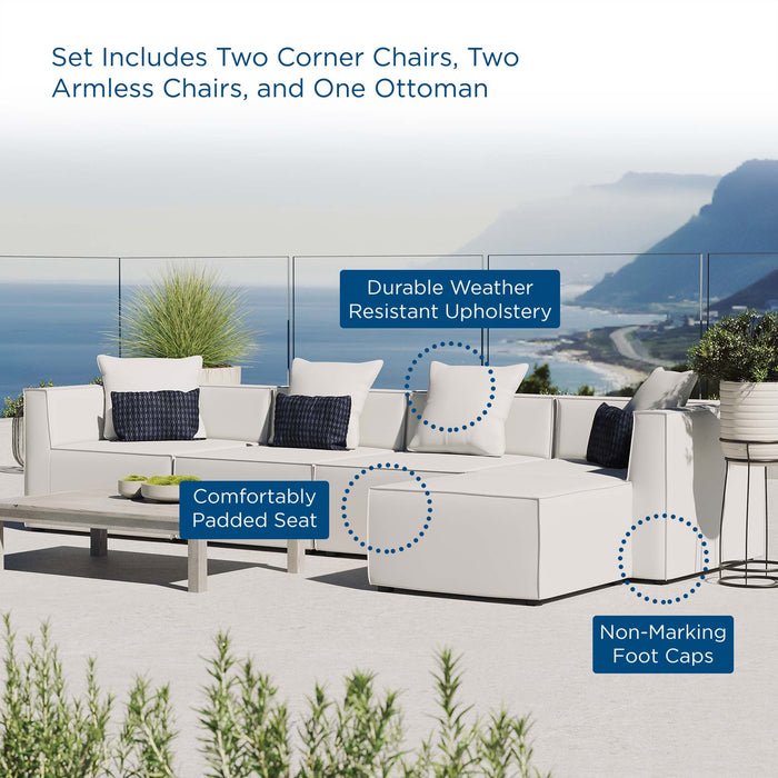 Saybrook Outdoor Patio Upholstered 5-Piece Sectional Sofa