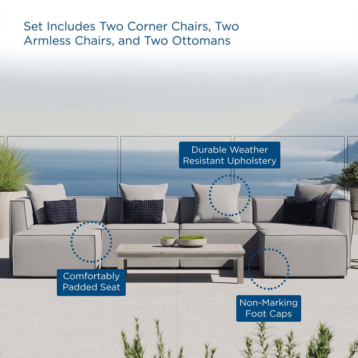 Saybrook Outdoor Patio Upholstered 6-Piece Sectional Sofa