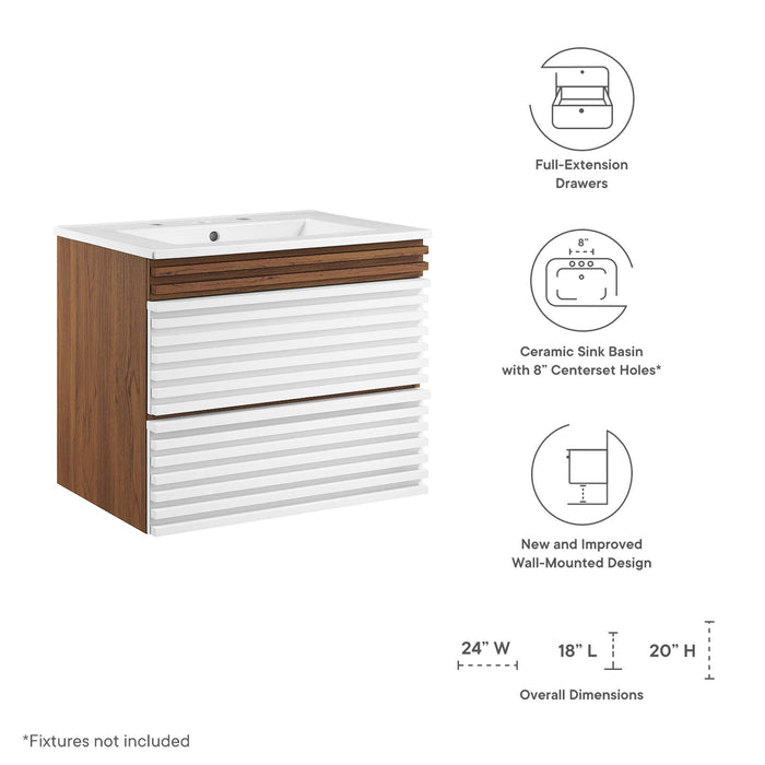 Render Wall-Mount Bathroom Vanity with White Basin Included