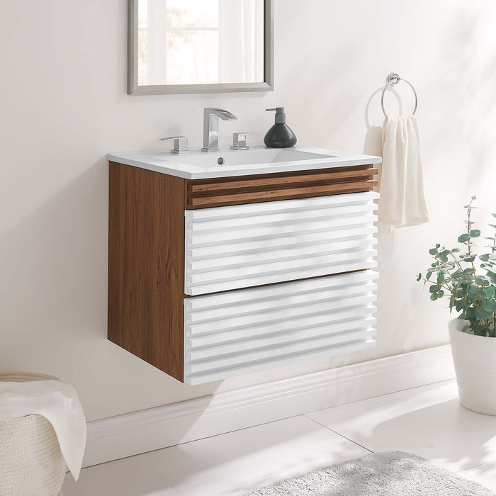 Render Wall-Mount Bathroom Vanity with White Basin Included