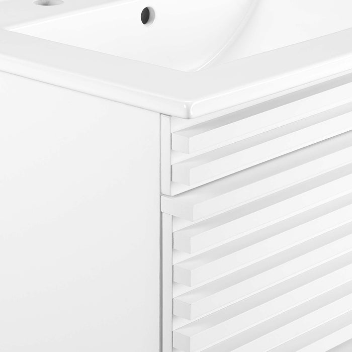 Render Wall-Mount Bathroom Vanity with White Basin Included