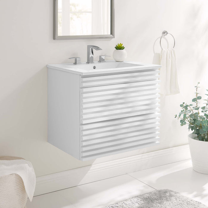 Render Wall-Mount Bathroom Vanity with White Basin Included