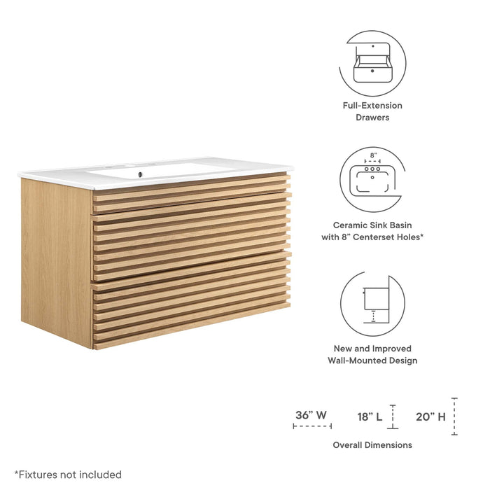 Render Wall-Mount Bathroom Vanity with White Basin Included