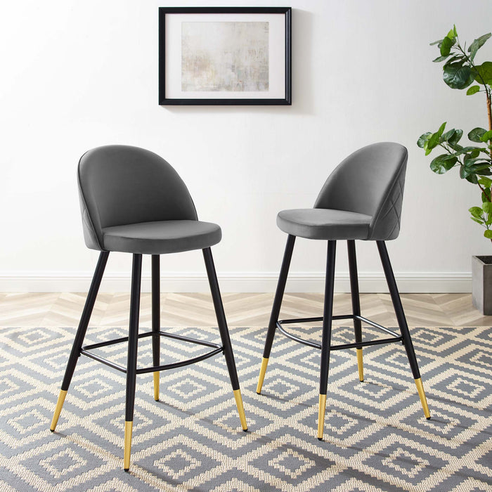 Cordial Performance Velvet Bar Stools - Set of 2