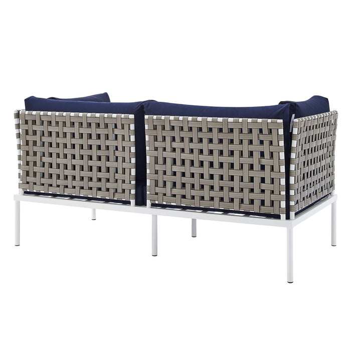 Harmony 4-Piece  Sunbrella® Basket Weave Outdoor Patio Aluminum Seating Set