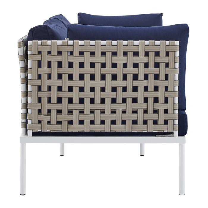 Harmony 5-Piece  Sunbrella® Basket Weave Outdoor Patio Aluminum Seating Set