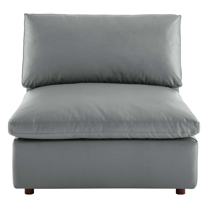 Commix Down Filled Overstuffed Vegan Leather Armless Chair