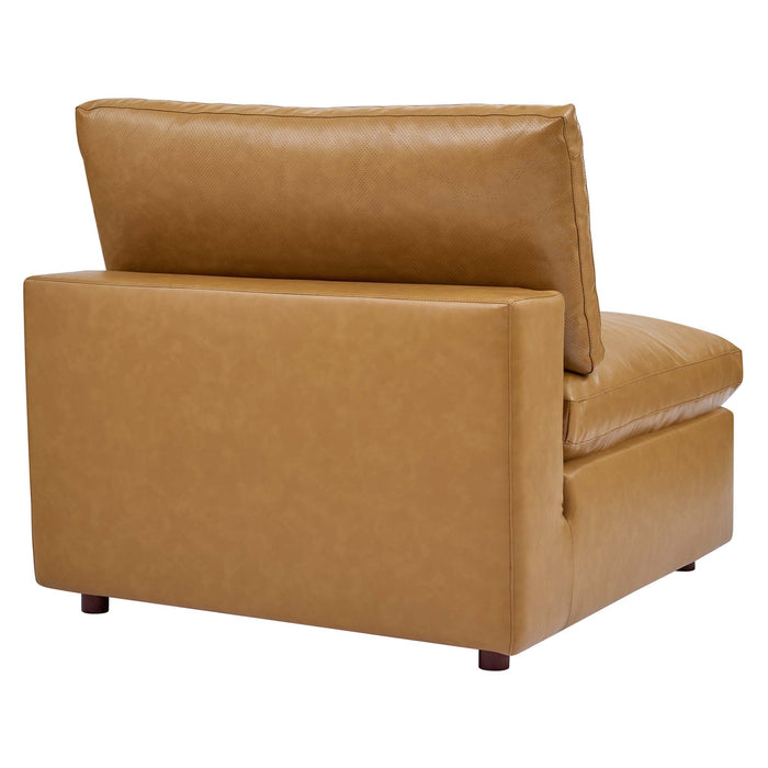 Commix Down Filled Overstuffed Vegan Leather Armless Chair