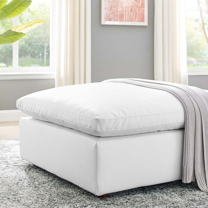 Commix Down Filled Overstuffed Vegan Leather Ottoman