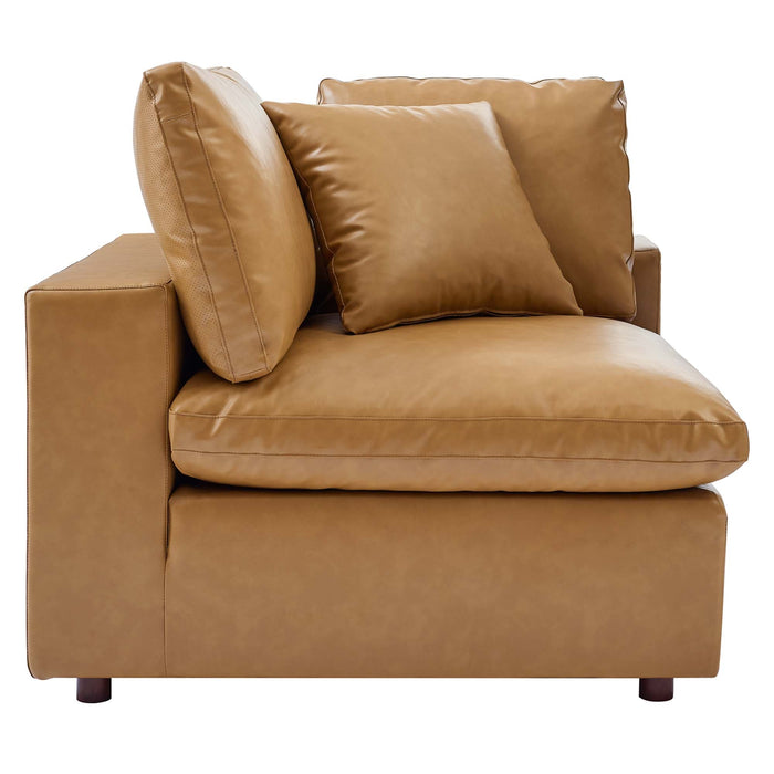 Commix Down Filled Overstuffed Vegan Leather Corner Chair