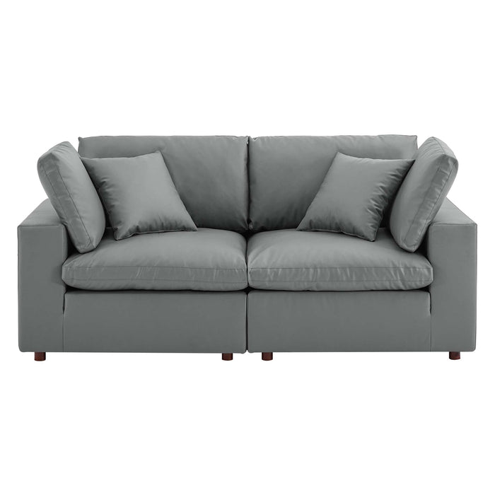 Commix Down Filled Overstuffed Vegan Leather Loveseat