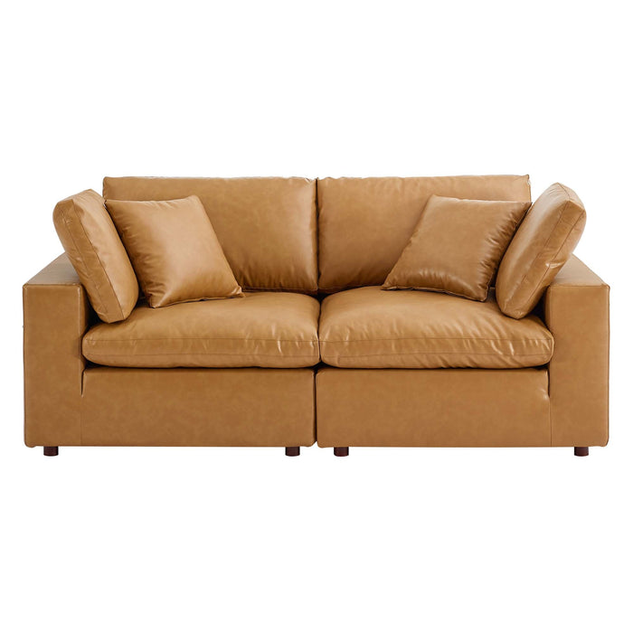 Commix Down Filled Overstuffed Vegan Leather Loveseat