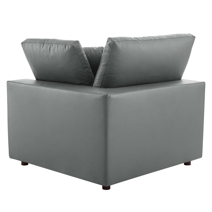 Commix Down Filled Overstuffed Vegan Leather 4-Seater Sofa