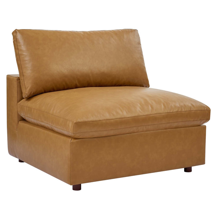 Commix Down Filled Overstuffed Vegan Leather 4-Seater Sofa