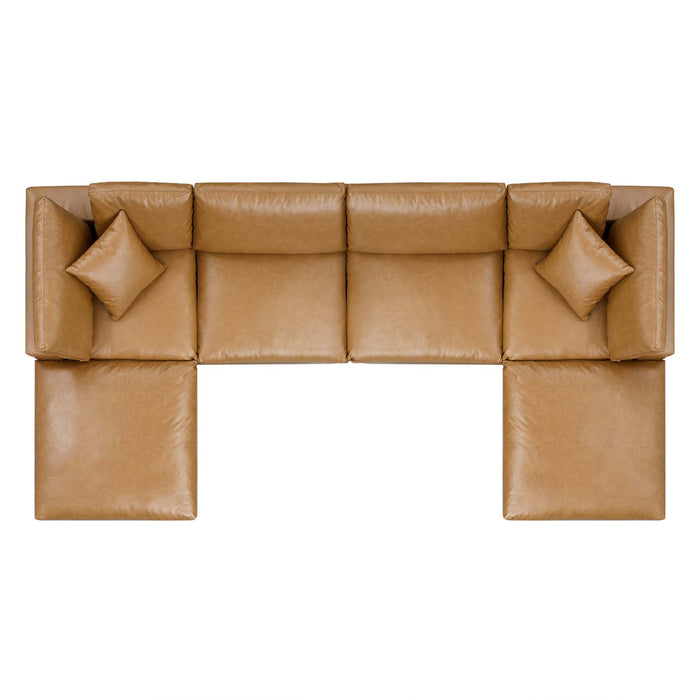 Commix Down Filled Overstuffed Vegan Leather 6-Piece Sectional Sofa