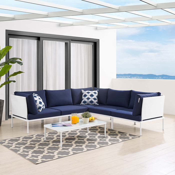 Harmony 6-Piece  Sunbrella® Outdoor Patio Aluminum Sectional Sofa Set