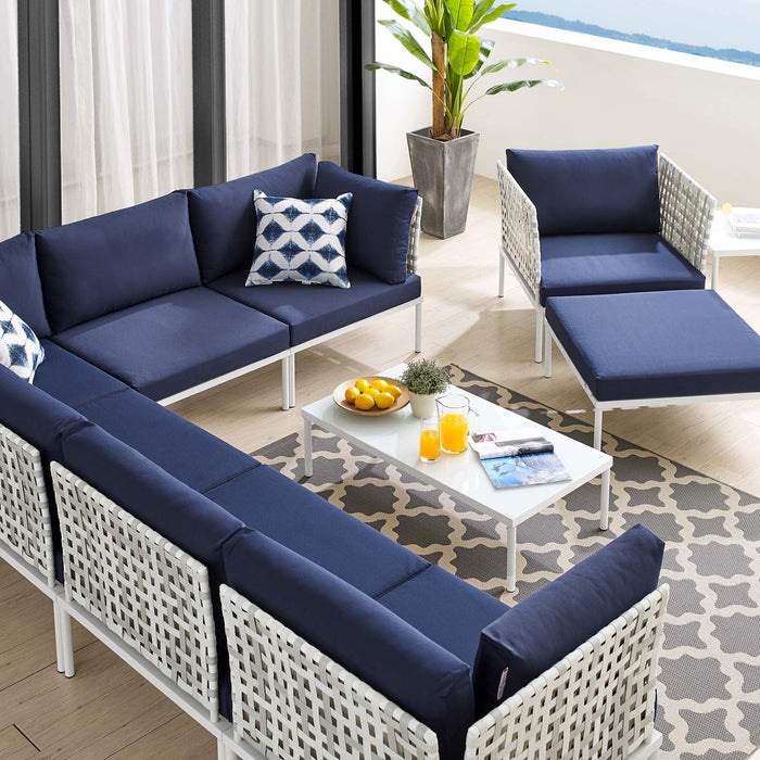 Harmony 10-Piece  Sunbrella® Basket Weave Outdoor Patio Aluminum Sectional Sofa Set