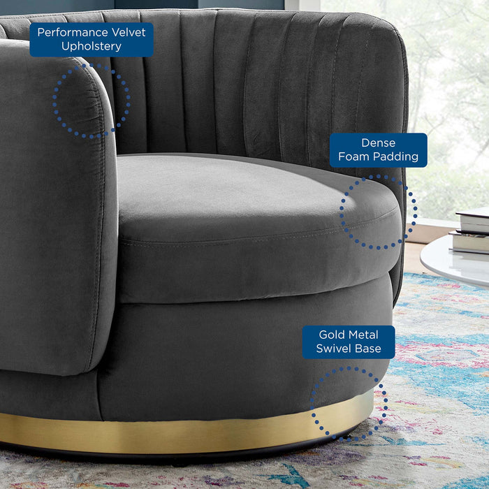 Embrace Tufted Performance Velvet Swivel Chair