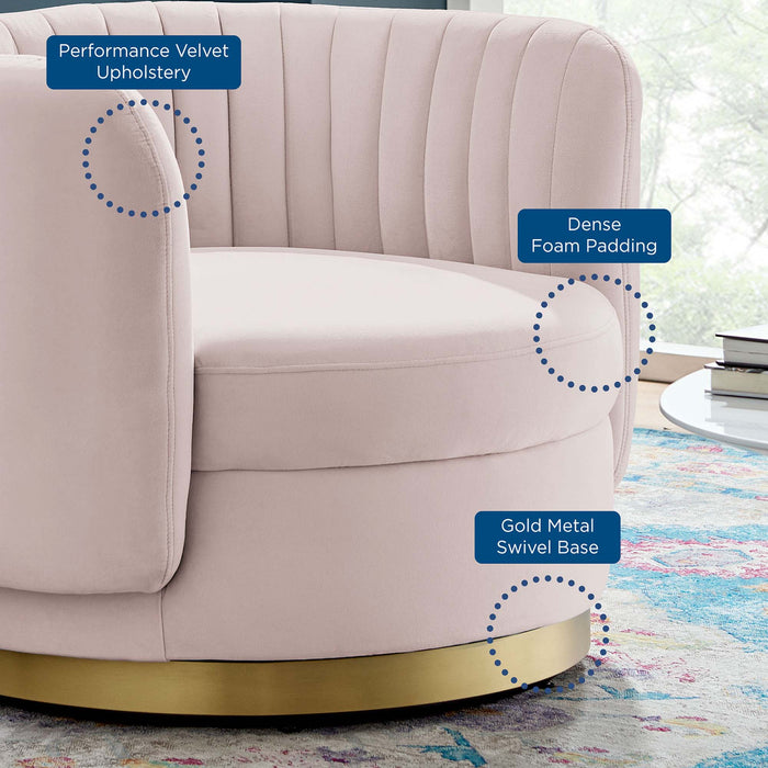 Embrace Tufted Performance Velvet Swivel Chair