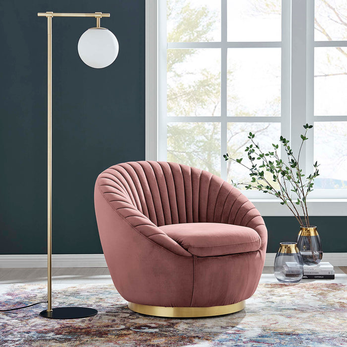 Whirr Tufted Performance Velvet Swivel Chair