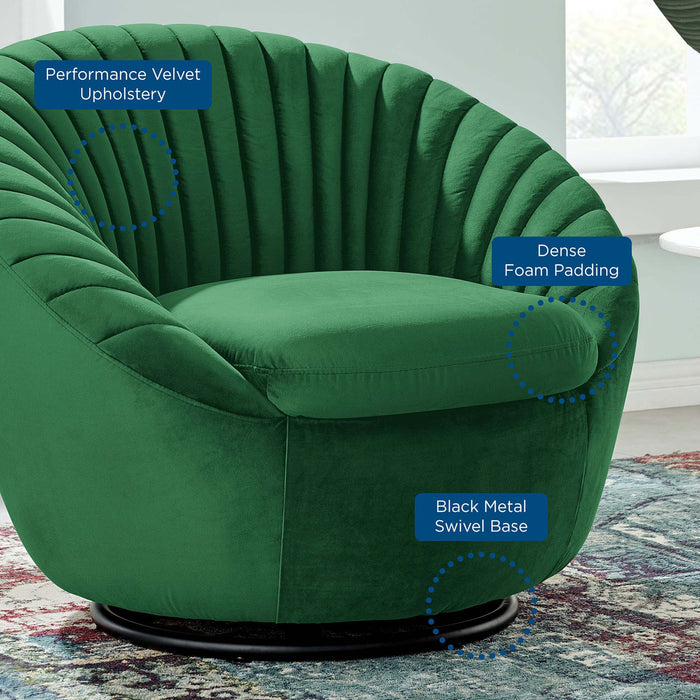 Whirr Tufted Performance Velvet Swivel Chair