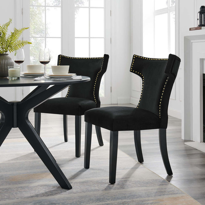 Curve Performance Velvet Dining Chairs - Set of 2