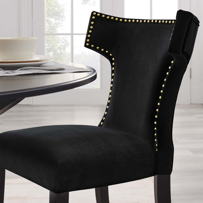 Curve Performance Velvet Dining Chairs - Set of 2