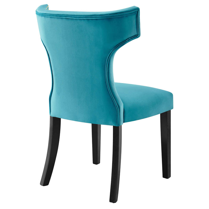 Curve Performance Velvet Dining Chairs - Set of 2