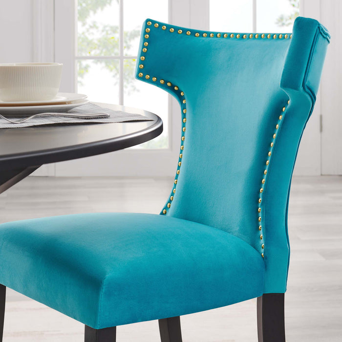 Curve Performance Velvet Dining Chairs - Set of 2