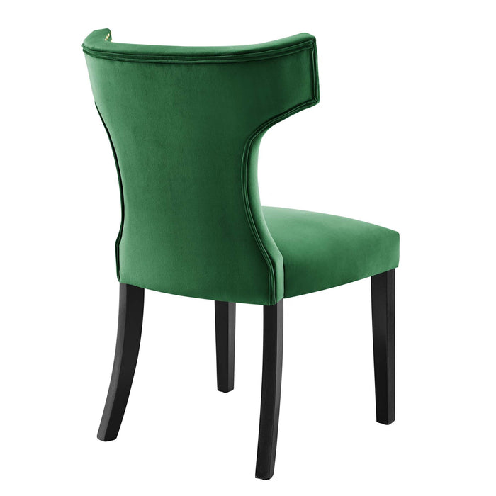 Curve Performance Velvet Dining Chairs - Set of 2