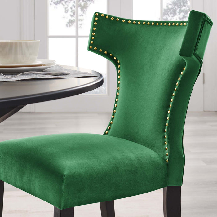 Curve Performance Velvet Dining Chairs - Set of 2