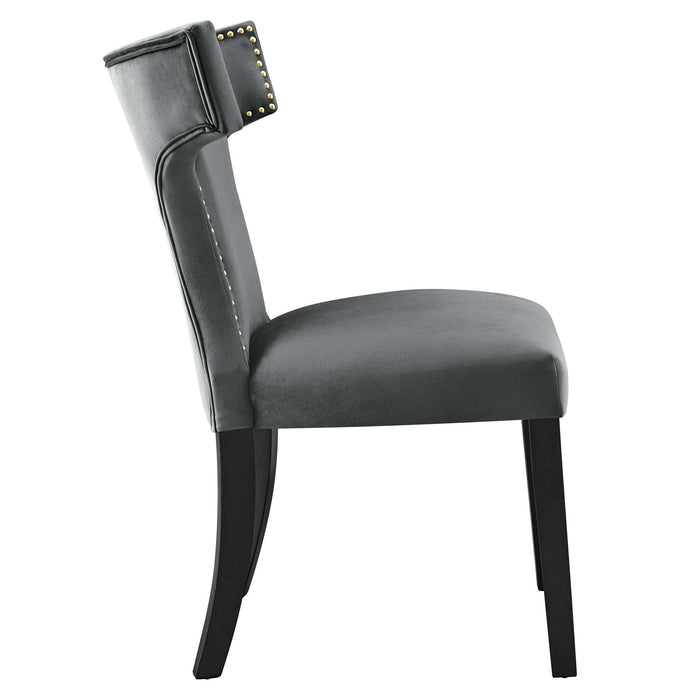 Curve Performance Velvet Dining Chairs - Set of 2